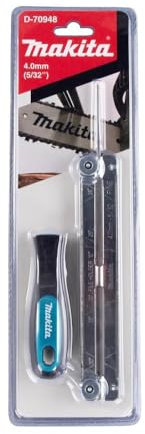 Makita D-70948 Feilenhalter mit Rundfeile 4,0 mm und Kettenmesslehre, weiches Feilverhalten, zum Feilen von Sägeketten mit 3/8LP und 1/4 Teilung, 1 Stück