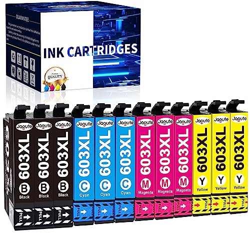 Jagute 603XL Druckerpatronen Kompatibel für Epson 603 XL 603 Patronen für Expression Home XP-3100 XP-3105 XP-2100 XP-2105 XP-4100 XP-4105 XP-4155 Workforce WF-2810 WF-2830 WF-2835 WF-2855 (12-Pack)