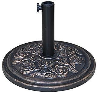 Ram® - Base de sombrilla de Cemento Fundido Resistente de 10 kg con Efecto Floral para jardín, Patio, Soporte para sombrilla, toldo, cenador, toldo