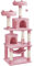 Yaheetech Cat Tree for Indoor Cats Tower Tall Cat Scratching Posts Large Kitten Activity Centre with Condos and Hammock for Indoor Cats, Pink