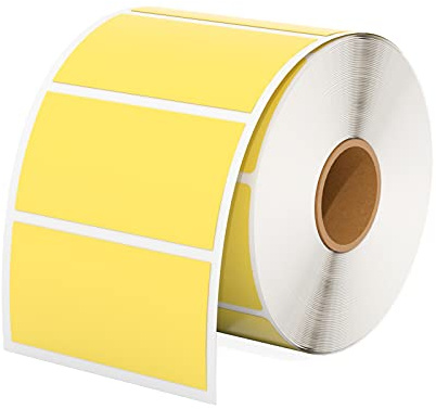 MUNBYN 57mmx32mm Direct Thermal Labels, Self-Adhesive Address Shipping Thermal Stickers, BPA&BPS Free Yellow Square Label for Label Printer-1 Roll,1000 Sheet