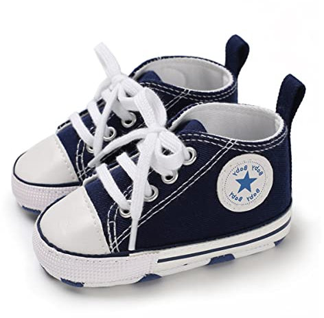SIFANGPING Zapatos de Primeros Pasos niños Zapatos de Lona para niños Suela Blanda Zapatos de Lona Transpirables y Antideslizantes Ligeros para bebé 17 EU Azul