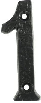 UAP Numeri civici da 10,2 cm in ferro nero, fissaggio a vite per porta d'ingresso, numero indirizzo rustico da avvitare per porte e cancelli, realizzati in ghisa solida (numero 1)