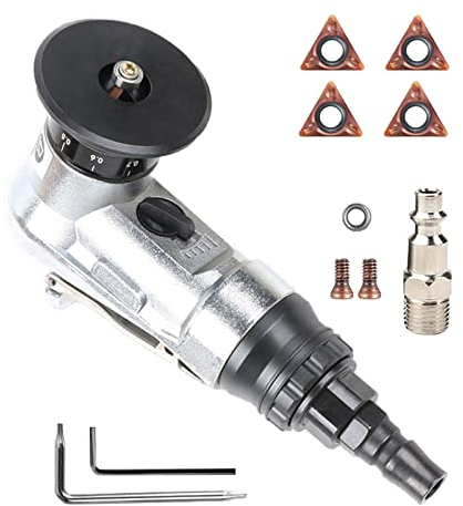 Mini Pneumatic Chamfering Machine with 4 Inserts, 2 Wrenches 1 Bearing Hand-Held Beveling Machine Tool 45 Degree for Metal Trimming Inner Hole Deburring Linear