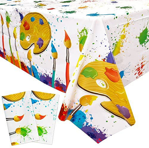 2 STK 130x220cm Party Tischdecken Kuststoff Splashmat Abwischbar Tischtuch Wasserdicht Tischdecke für Basteln & Malen Kindergeburtstag Schulanfang Schulkind Malkurs usw. (Dicke: 0.035mm)
