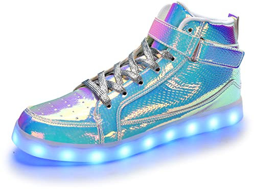 Padgene Herren Damen Leuchtende Blinkende Turnschuhe LED Leuchten Schuhe USB Aufladen Schnürer Schuhe