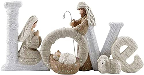 MAEPA Harz-Krippe Mit Lamm, Elegant, Weihnachtlich, Modernes Kunsthandwerk, Religiöse Geschenke, Ornament Für Lebende Dekoration