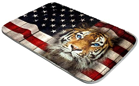 NigelMu Flauschige Teppiche,Amerikanische Flagge mit Tigerkopf,Weicher Teppich,waschbarer Teppich,Indoor-Teppich für Schlafzimmer