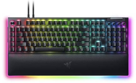 Razer BlackWidow V4 Pro Wired Mechanical Gaming Keyboard: Yellow Mechanical Switches - Linear & Silent - Doubleshot ABS Keycaps - Command Dial - Programmable Macros - Chroma RGB - Magnetic Wrist Rest