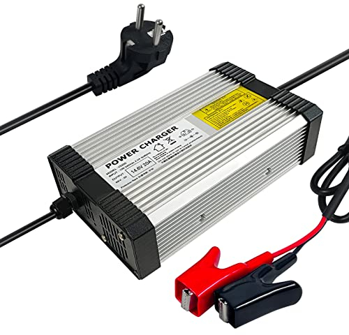 Chargeur De Batterie 14.6V 20A LiFePO4, YZPOWER Chargeur Lithium LiFePO4 12V 20A Deep Cycle Chargeur pour Bateaux, Caravanes, Véhicules Commerciaux, Entretien De Batterie De 12V LiFePO4