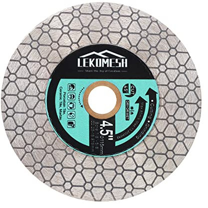 LEKOMESH Diamond Tile Cutting Disc 115MM - Double-sided Diamond Discs for Cutting Grinding Porcelain Ceramic Tile Marble Granite Artificial Stone,Angle Grinder Disc with Triangle