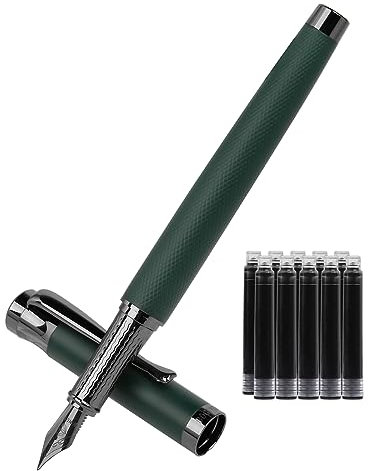 BOCIYER Luxury Fountain Pen Set,Medium Nib,Includes 10 Ink Cartridges&Ink Converter,Best Pen Gift Case for Men & Women,Office,Calligraphy, Journaling,Fancy pen-Green