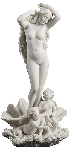 Veronese Design 31 cm Geburt der Venus Harz Skulptur Marmor Weiß Finish