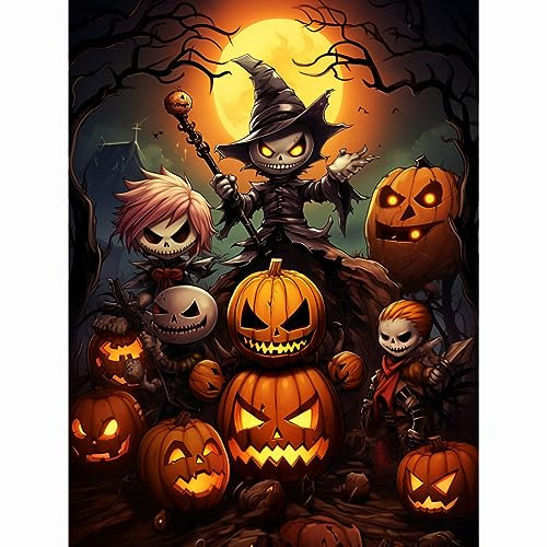 Rheskbecy Halloween Diamond Painting Set für Kinder,DIY 5D diamant painting Halloween bilder für Erwachsene,Home Wall Decor 30x40cm
