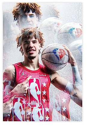 ZAPORA LaMelo Ball-Poster Basketballspieler (3) Leinwand Poster Schlafzimmer Dekor Sport Landschaft Büro Zimmer Dekor Geschenk ungerahmt 30 x 45 cm