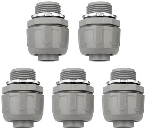 HDHAODA Lot de 5 connecteurs de conduit, 1,9 cm NPT étanches aux liquides non métalliques pour raccords de conduits électriques flexibles en PVC, droits à 180 degrés, homologués UL pour la maison et