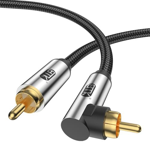 EMK Cable de subwoofer de 90 grados, cable de audio coaxial en ángulo recto, cable de audio digital RCA para amplificadores, altavoces, barra de sonido, cine en casa y sistemas HiFi (1 m)
