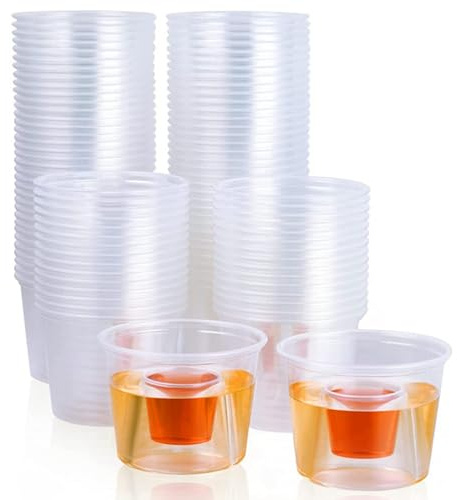 ELDTEC Jager Bomb Schnapsgläser, wiederverwendbare Kunststoffbecher, transparent, Einweg-Schnapsgläser, 100 Stück, 100 Stück