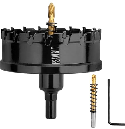 hsawbit TCT Hartmetall-Lochsäge für Hartmetall, 42 mm Wolframkarbidbestücktes Lochschneider-Set mit titanbeschichtetem Zentrierbohrer für Metall, Edelstahl, Eisen, Holz, Aluminium, Kunststoffe