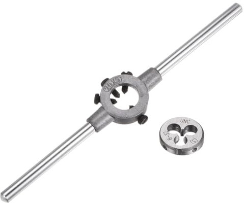 QUARKZMAN Juego de Llave de Mango para Terrajas, Terraja Redonda UNC 8-32 y Porta Terrajas de 20mm (Compatible con Terrajas de 1/8-5/32 (UNC/UNF) / Métricas M3-M4)