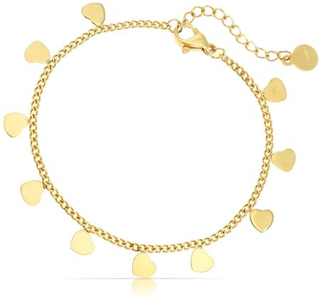 Made by Nami Herz Armband Damen Gold aus Edelstahl Geschenke für Frauen Verstellbar 16 + 4 cm