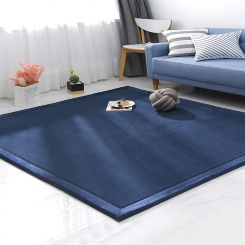 SETHEPACE Krabbelmatten fürs Kind, Weiche und Verdickte Krabbeldecke für Babys, Korallen-Samtteppich für Kinderzimmer, Sichere und rutschfeste Bodenmatten für Kinder (Dunkelblau, 180 * 200)