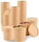 Lot de 50 Gobelets Jetables avec Couvercle, Ø 90 mm Gobelet Carton Café Gobelet Cafe Jetable avec Couvercle Marron Kraft Bol Jetable avec Couvercle pour Les Nouilles La Crème Glacée (370 ml/13oz)