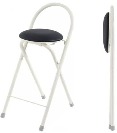 Pealihuy 61 cm/24 Zoll PU-gepolsterter Klapphocker, Küchen-Frühstücksbarhocker mit Rückenlehne und Fußstütze, klappbarer Hochstuhl in Thekenhöhe für Café, Geschäft, Bistro (schwarz)