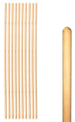 Wooden Broom Handle Stick Replacement Wood Handle Heavy Duty Durable Wood Broom 48 inces (120 cm) Long Mop Handle 15/16 (23/24mm) Diameter Broomstick Wooden Pole Only (Pack of 10, 15/16 (23/24mm))