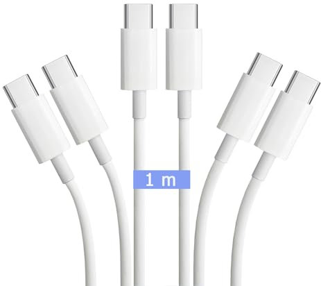 Lot de 3 Câble USB C vers USB C 1M 5A 100W Blanc Câble Chargeur Câble charge rapide pour Apple MacBook, iPad Pro, iPhone 15, iPhone 16, Samsung, Google Pixel, Xiaomi,Redmi, Poco,Honor