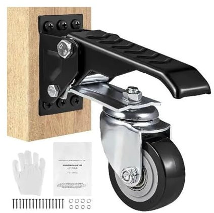 165 Lbs 2,5-Set Mit 4 Werkbank-lenkrädern, Seitlich Montiertes, Einziehbares Stepdown-Rad, 360°-drehgelenk Für Tische Und Geräte