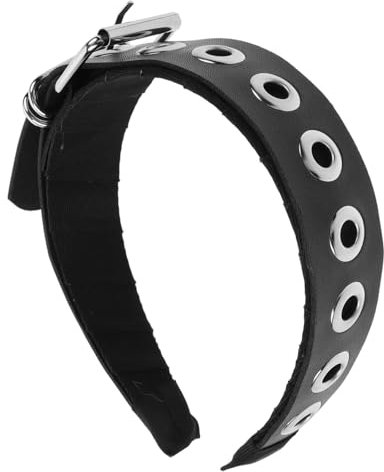 FRCOLOR Stirnband Im Punk-stil Haarband Aus Kunstleder Mit Metallbeschlägen Punk-haarschmuck Für Täglichen Gebrauch Schwarz Handgefertigt Langlebig Und Stabil
