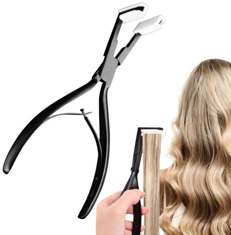 Tape in Hair Extensions Plier, Stainless Steel Flat Surface Extensions Tape Sealing Clamp Pliers Tool, Microlink Hair Extension Removal Tool Kit for Women Hair Extension Tools(Black)