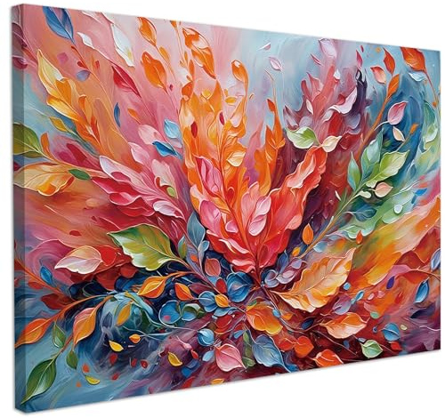 CHDITB Bunte Abstract Wandbilder,Blumen Blätter Leinwand Wanddeko,Abstract Wandkunst,Bunte Blumen Wanddekoration,Farbenfrohe Bilder Wohnzimmer Schlafzimmer Wohnung Büro(59x39cm)