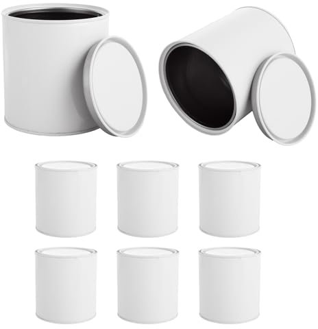 LOPYXBR 8PCS Empty Paint Tins Cans with Lids 1L Unlined Paint Buckets Metal Paint Storage Containers for Painting, Solvents, Arts and Crafts, DIY Projects