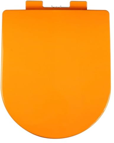 MEMEM Toilet lidD Shaped Soft Close Toilet Seat with Quick Release, Top Fixing Toilet Seats with Adjustable Hinges, Colored D Shape/U Shape Toilet Lid Loo Seat(Orange)