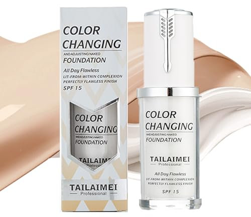 Warm Foundation Color Changing,SPF 15 Ganztägige Flawless Concealer Foundation Make-up,Beathable & Light Liquid Foundation Make-up,Waterproof White Foundation,Farbwechselnde Foundation für Helle Haut