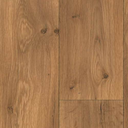 Brown Modern Wood Effect Anti-Slip Vinyl Flooring For Kitchen, Bathroom, & Living Room, 2.3mm Thick Foam Backed Vinyl Sheet, 2 Years Warranty-7m(23') X 2m(6'6)-14m²