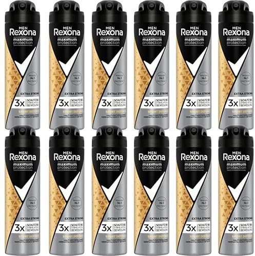12x Rexona Men Maximum Protection Deo Spray Sport Defence Anti-Transpirant mit 48 Stunden Schutz gegen starkes Schwitzen und Körpergeruch-150 ml (12er Pack)