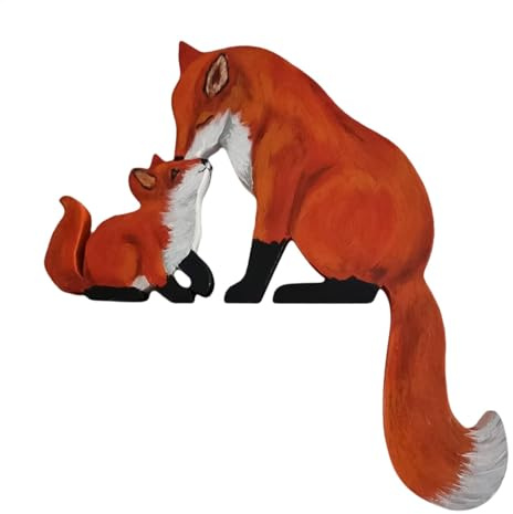 Türrahmen-Dekorationen – Entzückender Fuchs-Türaufsatz, Haustür-Dekoration, kreative Holzkunst-Figur, Ornament | Mutter und Kind Fuchsform, Statue für Tür Ecke, bezaubernde Fuchsstatue für