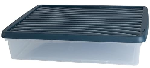 3x AUFBEWAHRUNGSBOX 14,75L DIN A3-Format Deckel 49x38,5x10,5cm Blau Storage