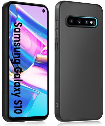 HuwaiH Handyhülle für Samsung Galaxy S10 Hülle, Anti-Rutsch Stoßfest Haltbarkeit Schutzhülle, Anti-Fingerabdruck Unterstützt kabelloses Laden Weich TPU Case, Passgenau für Samsung S10, Schwarz