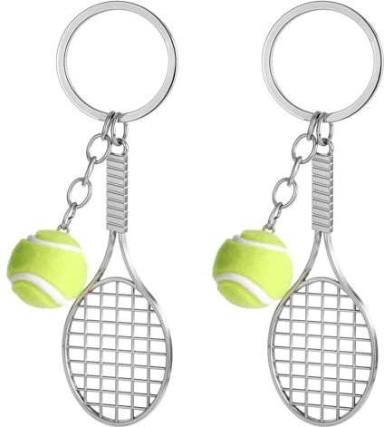 2 Stück Tennisschläger Schlüsselring, Tennisbälle Schlüsselanhänger Metall Tennis Schläger Schlüsselanhänger Tennisball Keychain Tennis Geschenk Tennises Schläger Anhänger Keychain für Tennisliebhaber
