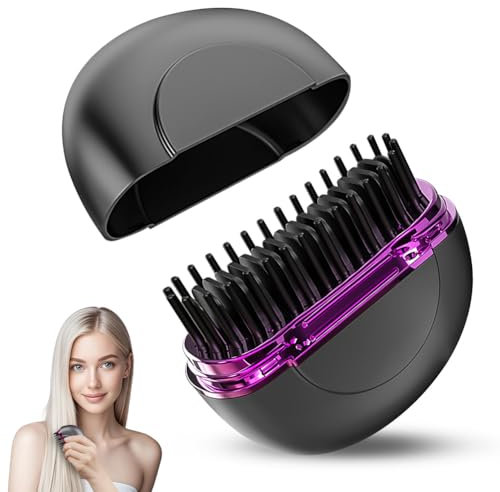 Alaoo Brosse Lissante pour Cheveux, Mini Lisseur Cheveux Brosse Rapide Des Années 30, 3 Températures Réglables,Lisseur Barbe Homme Portable Lisseur Chauffant Peigne à Cheveux pour Coiffure et Barbe