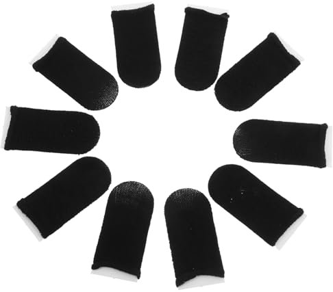 JUMPLAWN 10pcs Non-sweat Breathable Finger Sleeves for Gaming Ultra-thin Touchscreen Gloves for Mobile Games Black Covers for Gamers Durable and Stylish Design