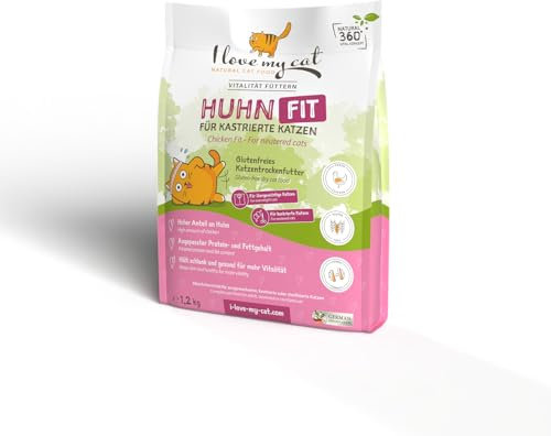 I Love My cat Trockenfutter mit Huhn (Light) für sterilisierte und übergewichtige Katzen - 1,2 kg. Diät-Katzenfutter mit Taurin. Stärkt das Immunsystem.