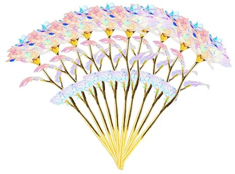 10pcs 24k Gold Rose - Romantico regalo di fiori di per donne | Rose per sempre per fidanzata, moglie, madre, compleanno, anniversario, San, bellissimi fiori di ricordo in confezione