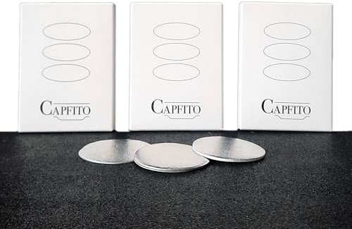 CAPFITO Lot de 300 disques en aluminium [ 3 boîtes de 100 pièces] pour capsules réutilisables rechargeables pour machines compatibles Nespresso (Original), [ 300 disques en aluminium]