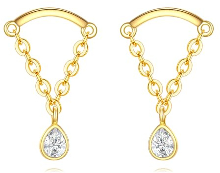DAYLINLOVE Versteckte Helix Ohrring Dangle S925 Sterling Silber Teardrop Helix Piercing Schmuck Geschenke für Frauen Männer Mom Frau