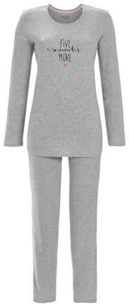 Ringella Damen Schlafanzug Langarm, Single Jersey | Pyjama, lange Hose mit Gummizugbund, bequeme Passform, Motivdruck